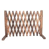 Erweiterbarer Gartenzaun aus Holz, tragbares und faltbares Haustiergitter aus Holz mit leichtem Design für Pflanzen und Hunde, brauner Pflanzenschutz