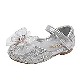UnoSheng Modische Herbstschuhe für Kleinkinder und Mädchen, Freizeitschuhe, dicke Sohle, runde Zehenschnalle, Kleid, Schuhe, Mädchen, Sneaker, Größe 39, silber, 24 EU