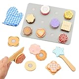 Coriver Kinderküche Zubehör Holz, Backen Kekse Spielen Lebensmittel, Küche Zubehör für Kinder, Pretend Play Food Lebensmittel für Spielküche Zubehör, Rollenspiele für Kind 3+ Jahren