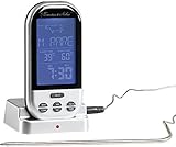 Rosenstein & Söhne Grill Funk Thermometer: Funk-Brat-/Grillthermometer, externes XXL-Display, 8 Fleischsorten (Bratenthermometer, Fleischthermometer, Temperaturfühler)
