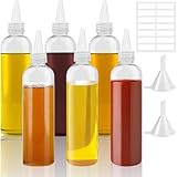 Sinofort 6 Stück Squeeze Flasche, 250ml/8oz Plastik Saucenflasche, Quetschflasche mit Kappen, Trichter, Etikettenaufkleber, Squeeze Flasche für Ketchup, Grill, Saucen, Dressings
