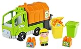 Ecoiffier – Abrick Müllauto – Müllwagen Spielzeug, mit Mülltonnen, stapelbare Bausteine, Müllabfuhr für Kinder und Kleinkinder ab 18 Monaten