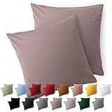 Blumtal Kissenbezug 40x40 cm im 2er Set weich - Oeko-TEX zert. Mikrofaser Kopfkissenbezug 40x40 cm - Kissenhülle 40x40 cm - 40x40 cm Kopfkissenbezug waschbar - weicher Kissen Bezug 40x40 cm Taupe