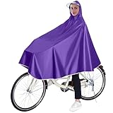 XMDROU Regenponcho Fahrrad, Wasserdicht Radfahren Regen Poncho Wiederverwendbar Regenmantel Regencape Fahrrad mit Kapuze Compact Regen Cape, für Fahrräder, Backpacking, Camping Outdoors(Lila)
