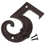 OUNONA Gusseiserne Türnummer Antik Optik DIY Hausnummer Metall mit Unregelmäßiger Oberfläche und Hammer effekt Inklusive Montageschrauben für Tür Briefkasten Gebäude und Gartentor