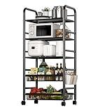 BOGAZY Mikrowellenregal 5-stufiger Mikrowellenherd-Regal, Küchenhelfer-Lagerregal, Organizer, Mikrowellenwagen Mit Drahtkörben Und Rädern Küchenregal Stand