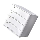 Weiße Massivholz-Aufbewahrungsbox, abschließbar, Schreibtisch-Aktenschrank mit Schubladen, 1/2/3/4 Etagen, Holznizer für Zuhause, Büro, flacher Aktenschrank für Dokumente und Zubehör