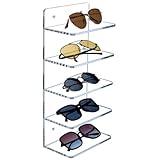 Sonnenbrillenständer, transparenter Brillenhalter, 5-stöckiges Acryl-Sonnenbrillen-Präsentationsregal, Tisch-Organizer für Brillen