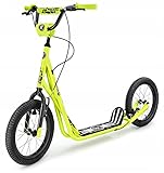 HyperMotion Kinderroller Scooter für Erwachsene und Jugendliche Tretroller Cityroller mit großen Rädern, Kinder Tret Roller Kickboard Runkie mit aufpumpbaren 16' (40 cm), Kickscooter, Gelb
