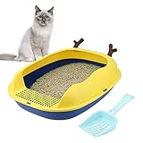 OPPWONG Katzentoilette, Offene Katzentoilette mit Hoher Seite, Katzentoilette, Katzentoilette für Kätzchen, Halbgeschlossene Kätzchentoilette mit Streusiebschaufel für Hamster, Kleine