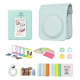 MISUVRSE Kameratasche für 12 Kamerataschen, solide PU-Tasche mit Foto-Aufbewahrung, Album, Selfie-Objektivfilter, Fotorahmen, Zubehör, grün