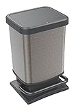Rotho Paso Mülleimer 20l mit Pedal und Deckel, Kunststoff (PP) BPA-frei, silberhexagon, 20l (29.3 x 26.6 x 45.7 cm)