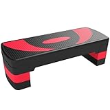 HOMCOM Steppbrett Aerobic-Stepper höhenverstellbar mit 3 Stufen (10/15/20 cm) Fitness Heimtrainer für Indoor Outdoor Belastbarkeit bis 150 kg Rot