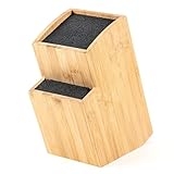 Hanseküche Messerblock - Messerhalter ohne Messer aus Holz Messerbrett (Bambus Braun, Quadratisch Schräg)