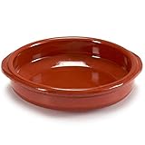 6-tlg. Set Cazuelas Vintage ofenfest - Mediterrane Tonschalen - Mit hochwertiger Handarbeit veredelt - Schalen für Tapas - Creme Brülèe Größe Ø 14 cm - mit Griff