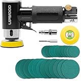 UPWOOD 2 '' 3 '' Mini-Exzenter-Luftschleifer, kleines pneumatisches Exzenterschleifer-Kit 50mm 75mm mit Klett-Schleifpads 30 Stück Schleifpapiere und 21 Stück Schleifscheiben