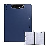 FRETONBA Klemmbrett a4, Schreibmappe Klemmbrett mit deckel, Klemmbrettmappe mit 2 Klemmen, Schreibbrett für Büro/Baustelle/Schule Clipboard Folder Blau
