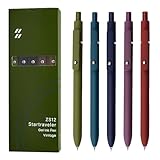 UIXJODO Gelstifte, 5 Stück 0,5 mm japanische schwarze Tinte, feine Spitze, glatte Schreibstifte, High-End-Serie Stifte für Tagebuch, Notizen, niedliche Büro, Schule(Vintage)