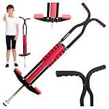 Merkan Pogo Stick, Jump Stick, Springstange, Kindermuster, Softschaum, 5+, bis 70kg (Rot)