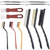 DrahtbüRste Klein Set, Drahtbürsten Set, Messingbürste, Edelstahl StahlbüRste, 3 Stück Nylon Kupferdrahtbürste, 3 Stück Klein DrahtbüRsten, 2 Reinigungsschaber, 4 Doppelende Haken
