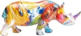 Kare Design Deco Figurine Colored Rhino, Multicolored, Modern, Deco Statue, Gift Idea, Decorative Accessories, Decoration Home Decor for Living Room, Bedroom, 17x8x6 cm