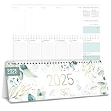 Häfft® Wochen-Tischkalender 2025 quer zum Aufstellen 'Blattgold' 1 Woche 2 Seiten, Schreibtisch-Kalender mit Aufsteller, Wochenkalender 29,7 x 11,6 cm - nachhaltig & klimafreundlich