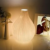 VOLIOS® Keramik Tischlampe ink. 6 Watt LED Birne I Dekolampe I Nachttischlampe I Tischleuchte weiß I beleuchtete Deko (Tropfen)
