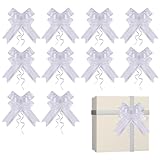 GHPKOTW 10 Stück Autoschleifen, Weiß Schleifen Für Hochzeitsdeko, Handgemacht Satinband, Geschenk Schleife Mit Geschenkband, Geschenkbox Schleife, Schleifen Haaraccessoire, Dekorative Schleifen