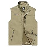 Herren Arbeitsweste Sommer Reise Foto Weste Cargo ärmellos Jacken mit Taschen - Beige - 6X-Groß