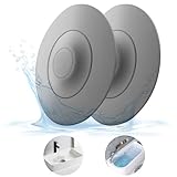 HUAERSICO Abflussstopfen Silikon Universal - Waschbeckenstöpsel und Badewannenstöpsel mit Press und Haarsieb Funktion - Praktisches Abflusssieb für Waschbecken, Badewannen und Spülbecken,Grau 2 Stück