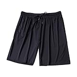 SAUTRV Sommermode, lässig, bequem, solides Netzgewebe, Herren-Shorts, Schwarz , L