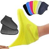 Silikon Regenüberschuhe, Silikon Überschuhe Wasserdichte Silikon Schuhüberzieher Wiederverwendbare rutschfeste Überschuhe Anti-Rutsch Schuhüberzieher für Regen, Schlammige Straßen (XL, Schwarz)