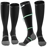 CAMBIVO Kompressionsstrümpfe Herren Damen 2 Paar, Stützstrümpfe Klasse 2 20-30 mmHg, Gepolsterte Kompressionssocken, Thrombosestrümpfe, Compression Socks für Flug, Schwellung, Sport, Reise, Alltag