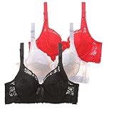 BH Damen Ohne Bügel 2031g BH Bra 3er-Pack Damen-BHS mit Bügeln, Push-up-BH-Set, sexy Bustier-Sport-BH für Damen, Trainings-BH mit Verstellbarer Passform für den Unterwäsche (Red, 80B)
