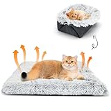 Nobleza 2 in 1 Katzenbett, Faltbar Welpenbett Katzenkissen, Katzenbett Flauschig und Weich, Katzenbett Waschbar Rutschfestes, Katzenkörbchen für Katzen und Kleine Hunde, 60cm x 50cm (Grau)