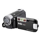 VBESTLIFE Videokamera-Camcorder 16 MP 30 FPS, 16-Fach Digitale Zoomkamera mit Drehbarem 2,7-Zoll-TFT-Bildschirm, Vlogging-Kamera (Black)