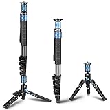 SIRUI P-325FL Carbon Fiber Kamera Wanderstock Einbeinstativ Monopod mit Standfuß, 170cm leichte Einbeinstativ,3 Innovative Schnellspannsysteme,5 Sektionen, Max 10kg Belastbarkeit