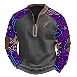 Generisch Herren Anzug Blau Quarter Zip Neckline Casual Festive Funny Hoodie Coat Sweatshirt Leicht Herren (A, XL)