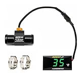Motorrad-Wassertemperaturmessgerät, universelles digitales Wasserthermometer, Wassertemperaturanzeige für Rennfahrer, Roller, LED-Display, DC 12 V mit Temperatursensor-Adapter (18 mm, grün)