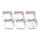 Flaschenbauer - 6-teiliges Set Drahtbügel-Vorratsgläser 550ml, geeignet als Einmach- und Fermentierglas, zur Aufbewahrung, zum Befüllen, Drahtbügelgläser Inklusive Etiketten - Made in Germany
