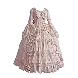 Mittelalterlich Damen Renaissance Vintage Rokoko Ballkleid Lolita Partykleid Gothic Retro Spitze Kleid Viktorianische Kleider Maxikleid Karneval Party Prinzessin Kostum Halloween Cosplay Elegant