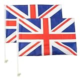 TRIXES 2 Stück Jubilee Union Jack Autoflaggen - UK Flagge Dekoration - Britische Flagge Autozubehör - Für England, Schottland, Wales und Nordirland - Perfekt für Nationalfeiern