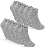10 Paar Sneaker Socken Herren Grau Quarter Sportsocken Gepolstert Frotteesohle Atmungsaktiv Baumwolle 16200 WP (43-46 Grau)
