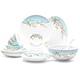 Geschirr-Set im chinesischen Stil, aus feinem Porzellan, für 4 Personen, Haushalt, leicht, luxuriös, einfache Schüssel und Löffel, Set, 20 Stück