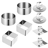 ZYETGH Servierringe, 4 Stück Dessertringe 8cm Tortenring Klein Edelstahl Kuchenring Wiederverwendbar Speiseringe Set für Mousse Kuchen Desserts Pudding DIY