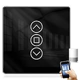 WLAN Rollladenschalter, Smart Rolladenschalter, 2.5D Rolladenschalter Smart Wlan Kompatibel mit Alexa, Yandex und Google Home, Zeitschaltuhr und Sprachsteuerung, Neutralleiter erforderlich, Schwarz