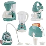 Kinderküche Spielset,Kinder Spielzeug ab 3 Jahre,Spielküche Küchenzubehör mit Kaffeemaschine,Rührgerät,Staubsauger,Toaste,Küchenspielzeug Rollenspiele Geschenke für Mädchen Jungen 3 4 5 6 Jahre