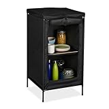Relaxdays Campingschrank, 2 Ablagen, HxBxT: 87 x 47,5 x 47,5 cm, Stoff & Metall, Campingregal, Stauraum im Vorzelt, grau
