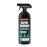 Enzymreiniger – Geruchsentferner & Fleckenentferner Spray 750 ml – porentief & biologisch – für Sofa, Teppich, Matratze, Auto & Haushalt – gegen Schmutz, Schweiß, Gerüche & Tierspuren – KRAFTPROTZ