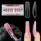 NOVO OVO Nail Dual Forms (Sculpted), konische quadratische (Geformt) Nagel-Doppelformen für Polygel-Verlängerung, XL XXL wiederverwendbare Vollabdeckungs-Acryl-Nägelformen, 150 Stück, 15 Größen